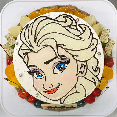 冨永松栄堂パティスリー　直接イラストデコ　チョコクリーム