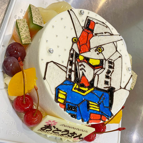 冨永松栄堂パティスリー　直接イラストデコ　斜め横